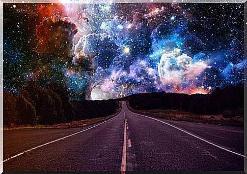 A road and a strange sky